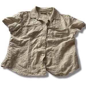 Liz Claiborne Vintage Linen Cotton Shirt Size 14 | | Textured Button-Up |